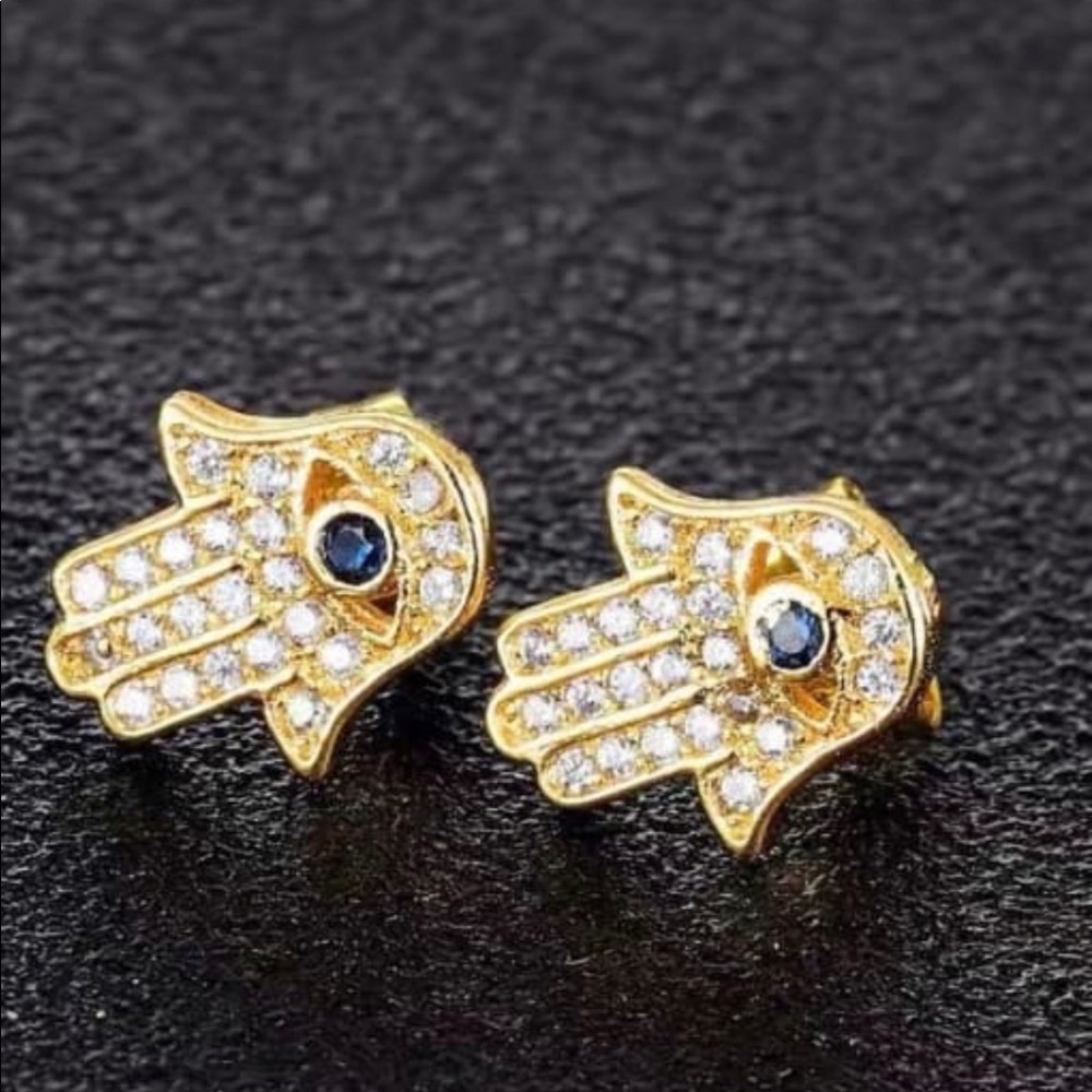 BRAND NEW- GOLD Evil Eye Studs Pair